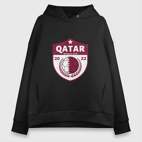 Женское худи оверсайз Qatar - World Cup / Черный – фото 1