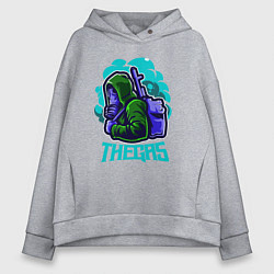 Толстовка оверсайз женская Солдат в противогазе, цвет: меланж