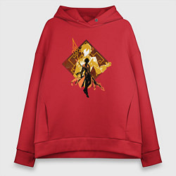 Толстовка оверсайз женская Силуэт Чжун Ли, цвет: красный