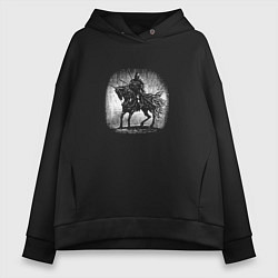 Толстовка оверсайз женская Воин на коне, цвет: черный
