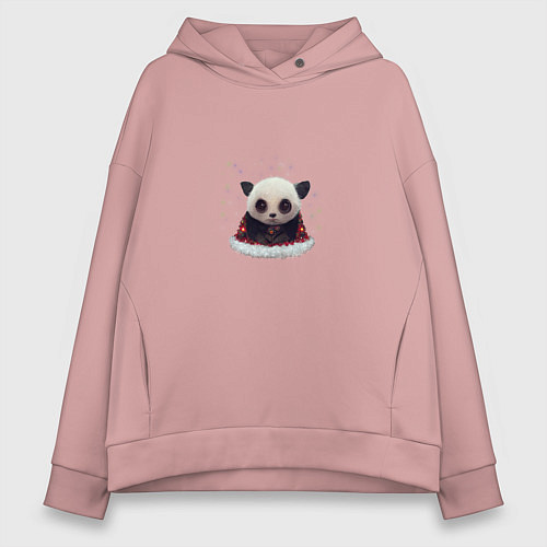 Женское худи оверсайз Понурый панда / Пыльно-розовый – фото 1