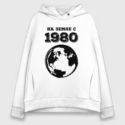 Толстовка оверсайз женская На Земле с 1980 с краской на светлом, цвет: белый