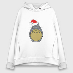 Толстовка оверсайз женская Totoro Santa, цвет: белый