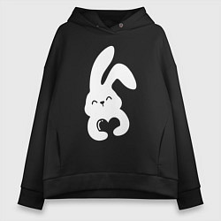 Толстовка оверсайз женская Lovely bunny, цвет: черный