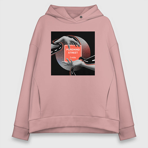 Женское худи оверсайз Улица чистого разума / Пыльно-розовый – фото 1