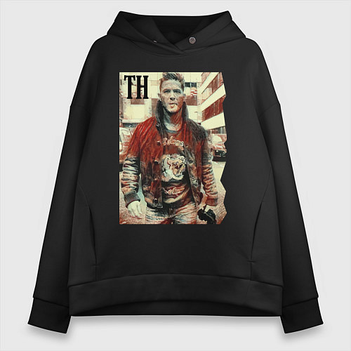 Женское худи оверсайз Том Харди - кинозвезда / Черный – фото 1