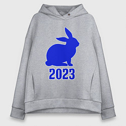 Толстовка оверсайз женская 2023 силуэт кролика синий, цвет: меланж