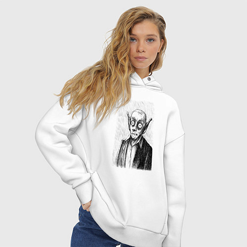 Женское худи оверсайз Чудной вампир / Белый – фото 3
