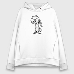 Толстовка оверсайз женская Кролик нарисованный, цвет: белый