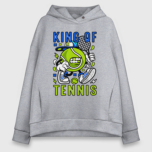 Женское худи оверсайз Король тенниса мяч с ракеткой / Меланж – фото 1