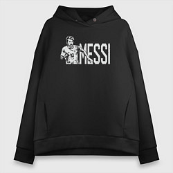 Толстовка оверсайз женская Football Messi, цвет: черный