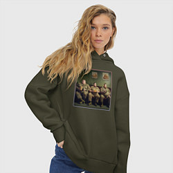 Толстовка оверсайз женская Картина - диванные войска, цвет: хаки — фото 2