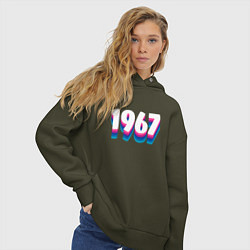 Толстовка оверсайз женская Made in 1967 vintage art, цвет: хаки — фото 2