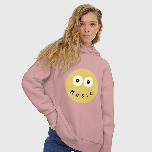 Женское худи оверсайз Music smile / Пыльно-розовый – фото 3