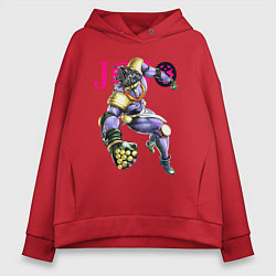 Толстовка оверсайз женская Star Platinum stand of Jotaro Kujo - Jojo, цвет: красный