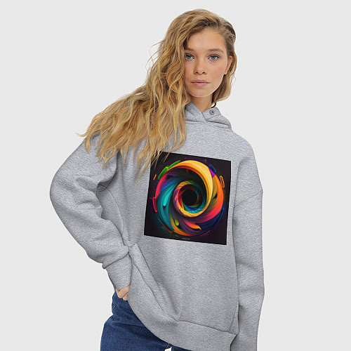 Женское худи оверсайз Колесо любви / Меланж – фото 3