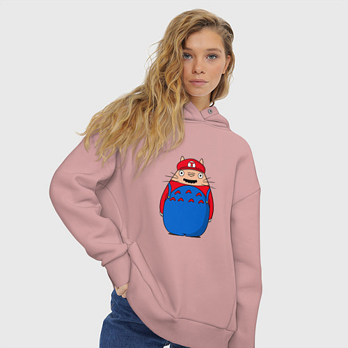 Женское худи оверсайз Тоторо Марио / Пыльно-розовый – фото 3