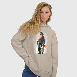 Толстовка оверсайз женская Дочка и отец вместе, цвет: миндальный — фото 2