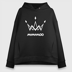 Толстовка оверсайз женская Mamamoo white logo, цвет: черный