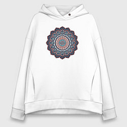 Толстовка оверсайз женская Индийская Mandala, цвет: белый