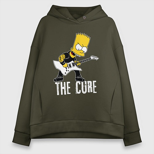 Женское худи оверсайз The Cure Барт Симпсон рокер / Хаки – фото 1