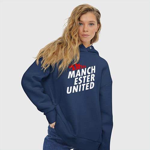 Женское худи оверсайз Манчестер Юнайтед дьявол / Тёмно-синий – фото 3