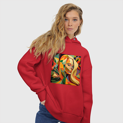 Женское худи оверсайз Женщина-абстракция / Красный – фото 3
