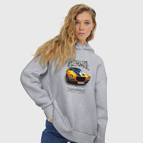 Женское худи оверсайз Американский маслкар Chevrolet Camaro / Меланж – фото 3