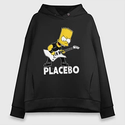 Толстовка оверсайз женская Placebo Барт Симпсон рокер, цвет: черный