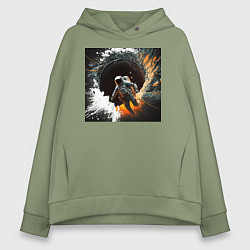 Толстовка оверсайз женская Выход в открытый космос, цвет: авокадо