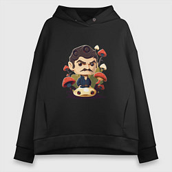 Толстовка оверсайз женская Ласт оф ас - Джоел с грибами, цвет: черный