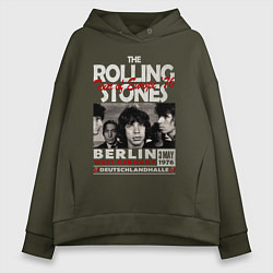 Толстовка оверсайз женская The Rolling Stones rock, цвет: хаки