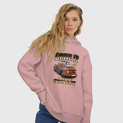 Толстовка оверсайз женская Классический хот род Ford F-1, цвет: пыльно-розовый — фото 2
