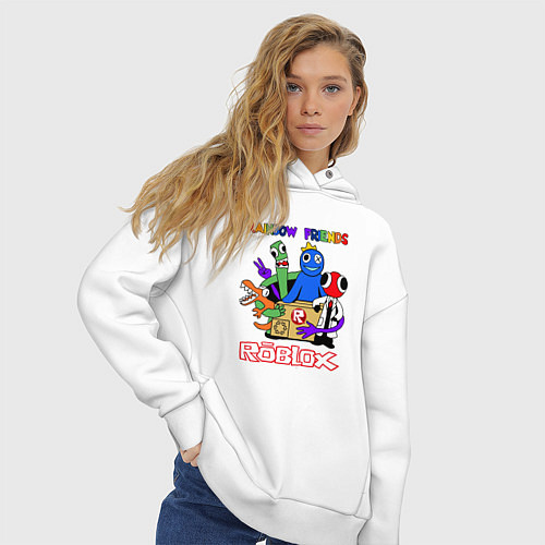 Женское худи оверсайз Радужные друзья - монстры Роблокс / Белый – фото 3