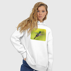 Толстовка оверсайз женская Милая колибри, цвет: белый — фото 2