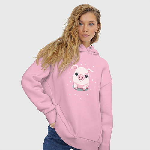 Женское худи оверсайз Пухляш / Светло-розовый – фото 3