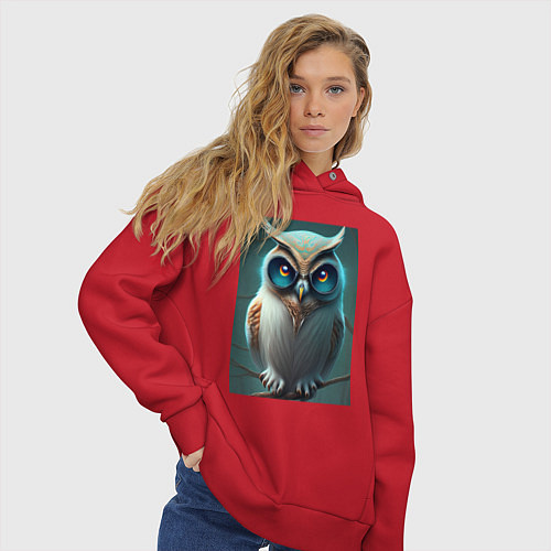 Женское худи оверсайз Изумрудная Совушка / Красный – фото 3