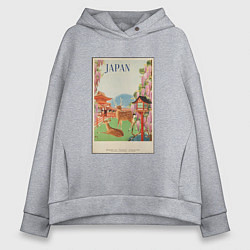 Толстовка оверсайз женская Японский винтаж с оленями, цвет: меланж