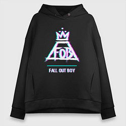 Толстовка оверсайз женская Fall Out Boy glitch rock, цвет: черный