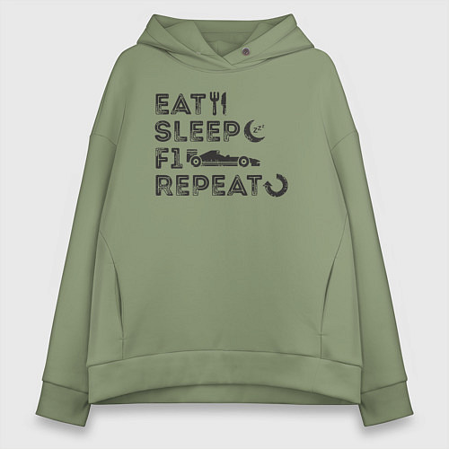 Женское худи оверсайз Eat sleep F1 / Авокадо – фото 1