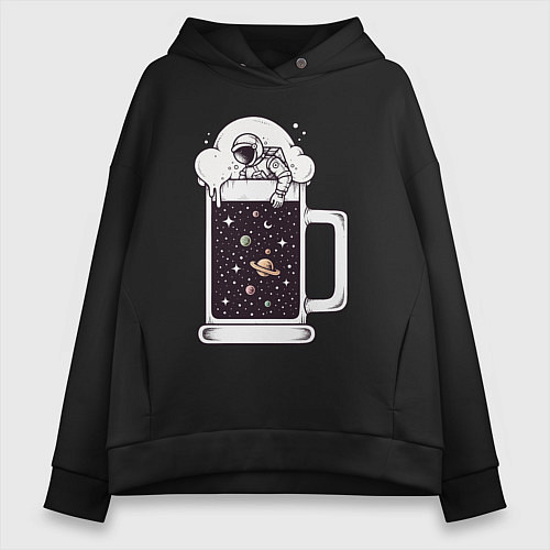 Женское худи оверсайз Space beer / Черный – фото 1