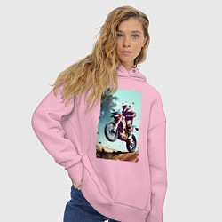 Толстовка оверсайз женская Мотокросс - экстрим, цвет: светло-розовый — фото 2
