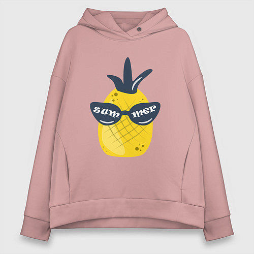 Женское худи оверсайз Солнечный ананас / Пыльно-розовый – фото 1