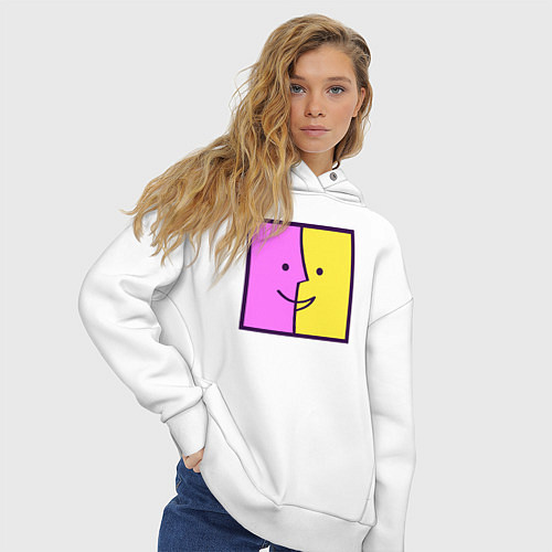 Женское худи оверсайз Позитивный квадрат / Белый – фото 3