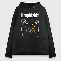 Толстовка оверсайз женская Limp Bizkit rock cat, цвет: черный