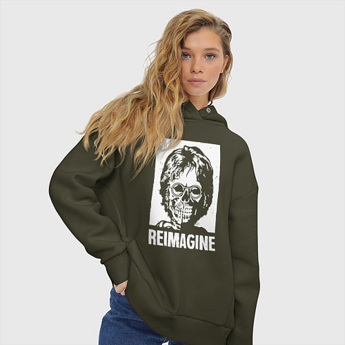 Женское худи оверсайз Переосмысление / Хаки – фото 3