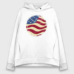 Толстовка оверсайз женская Flag USA, цвет: белый