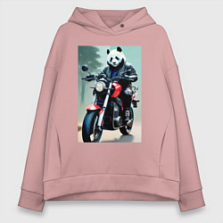 Толстовка оверсайз женская Panda - cool biker, цвет: пыльно-розовый
