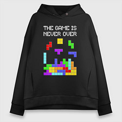 Толстовка оверсайз женская Tetris - the game is never over, цвет: черный