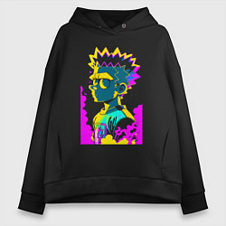 Толстовка оверсайз женская Bart Simpson - pop art, цвет: черный